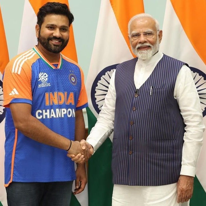 Captain Rohit Sharma With PM Modi