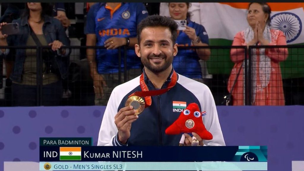 Nitesh Kumar Won Gold Medal in Paris Paralympics 2024 in Badminton Singles SL3