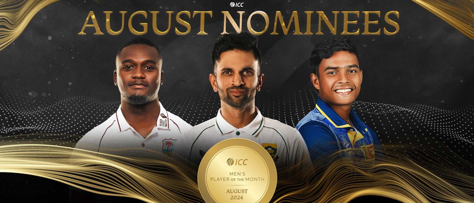 ICC Player Of The Month August Nominations Keshav Maharaj, Jayden Seals, Dunith Wellalage