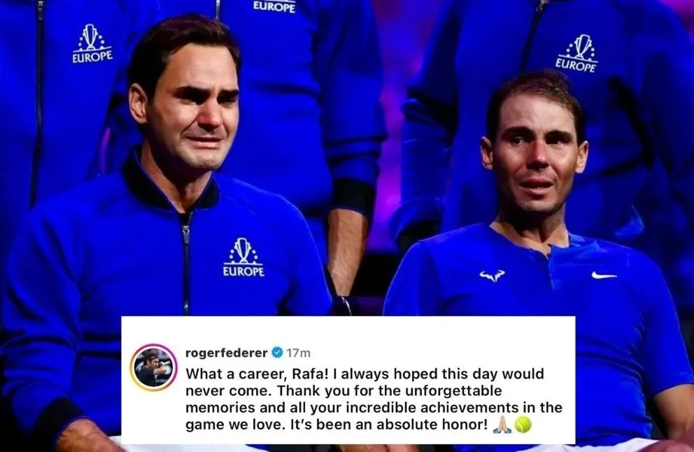 Roger Federer becomes emotional on Rafael Nadal retirement