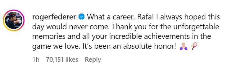 Roger Federer becomes emotional on Rafael Nadal retirement