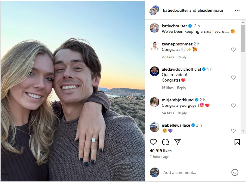 Katie Boulter, Alex de Minaur get engaged