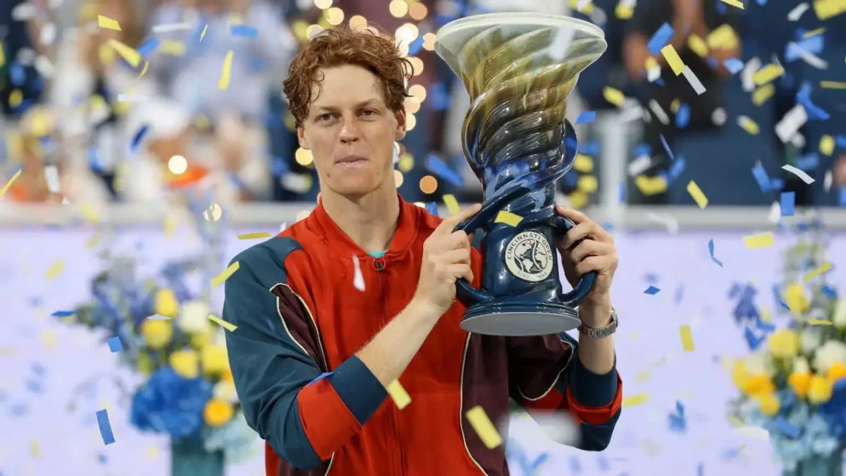 Jannik Sinner celebrates after winning the Cincinnati Open