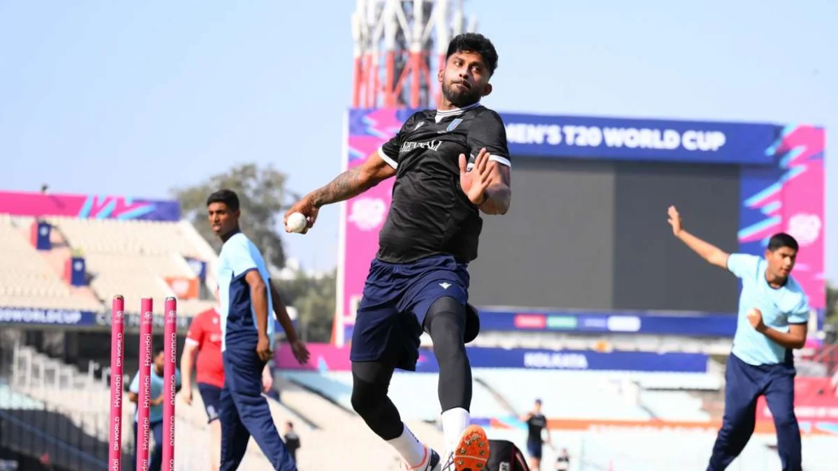 Italy legspinner Crishan Kalugamage at T20 World Cup 2026
