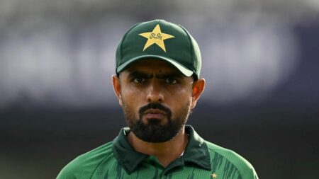 Pakistan cricket team player Babar Azam after qualifying for Super 8 in T20 World Cup 2026.