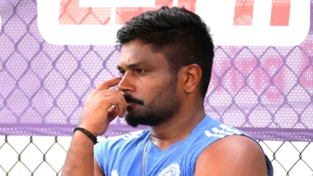 Sanju Samson waiting in dugout during T20 World Cup 2026 match