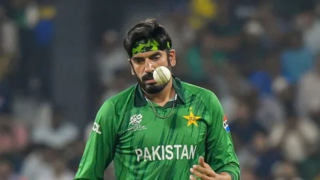 Pakistan bowler Usman Tariq during a T20 World Cup 2026 match after his comeback inspired by MS Dhoni biopic.