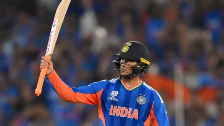 Abhishek Sharma scores 52 off 21 balls for India in T20 World Cup 2026 final vs New Zealand.