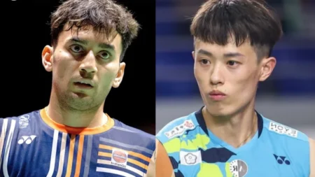Lakshya Sen and Lin Chun Yi during All England Open 2026 men’s singles final