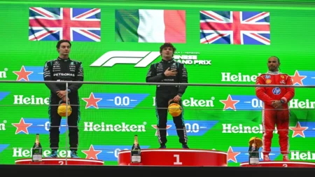Lewis Hamilton celebrates first Ferrari podium at Chinese Grand Prix 2026
