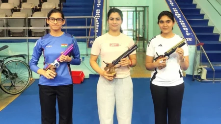 Manu Bhaker wins 10m air pistol women final at National Selection Trials Delhi
