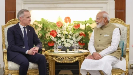 Narendra Modi with Mark Carney at India Canada CEOs Forum New Delhi