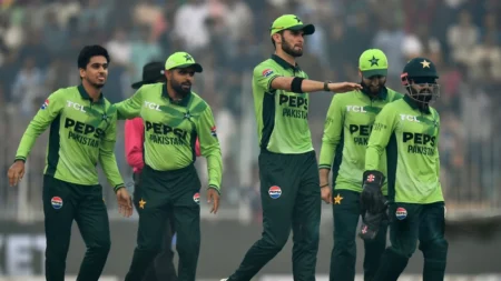 Babar Azam, Saim Ayub, Shaheen Afridi and other Pakistan players during an ODI match