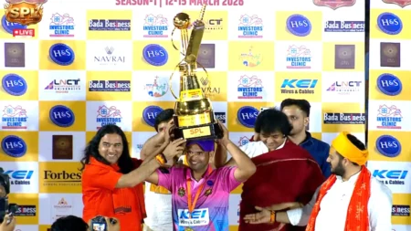 Sanatan Premier League 2026 Final: राजस्थान महाराणा प्रताप राणबांकुरे बने चैंपियन, मध्य प्रदेश को हराकर जीता खिताब Sanatan Premier League 2026 Final: राजस्थान महाराणा प्रताप राणबांकुरे बने चैंपियन, मध्य प्रदेश को हराकर जीता खिताब