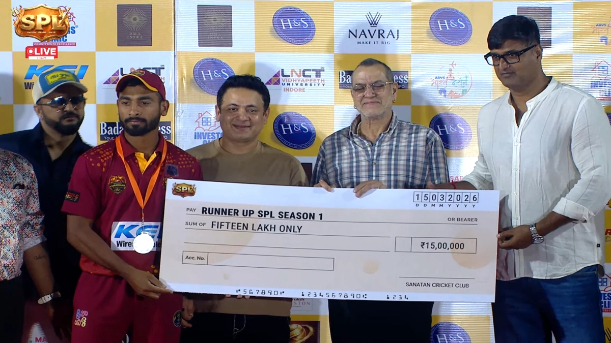 Sanatan Premier League 2026 Final: राजस्थान महाराणा प्रताप राणबांकुरे बने चैंपियन, मध्य प्रदेश को हराकर जीता खिताब Sanatan Premier League 2026 Final: राजस्थान महाराणा प्रताप राणबांकुरे बने चैंपियन, मध्य प्रदेश को हराकर जीता खिताब