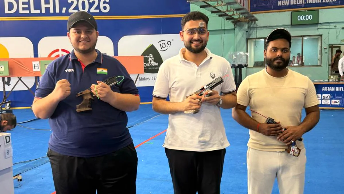Anish Bhanwala Rajkanwar Singh Sandhu Bhavesh Shekhawat 25m rapid fire pistol T3 final National Selection Trials Delhi