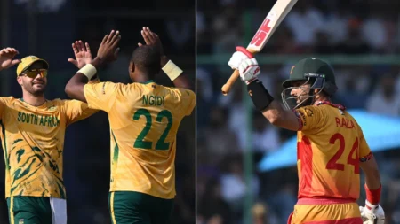 Sikandar Raza batting during Zimbabwe vs South Africa T20 World Cup 2026 match in Delhi