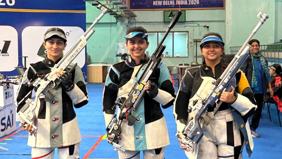 Khyati Chaudhary Mahit Sandhu Mehuli Ghosh women 10m air rifle T3 final National Selection Trials Delhi