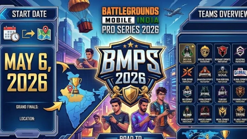 BMPS 2026: सबसे बड़ा BGMI टूर्नामेंट में भाग लेने वाली टीमें, डेट और लोकेशन के बारे में सबकुछ जानें BMPS 2026 start date, teams, and know more details