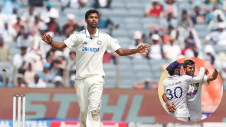 Washington Sundar's big achievement, completing 100 wickets in first-class cricket during a Test match.